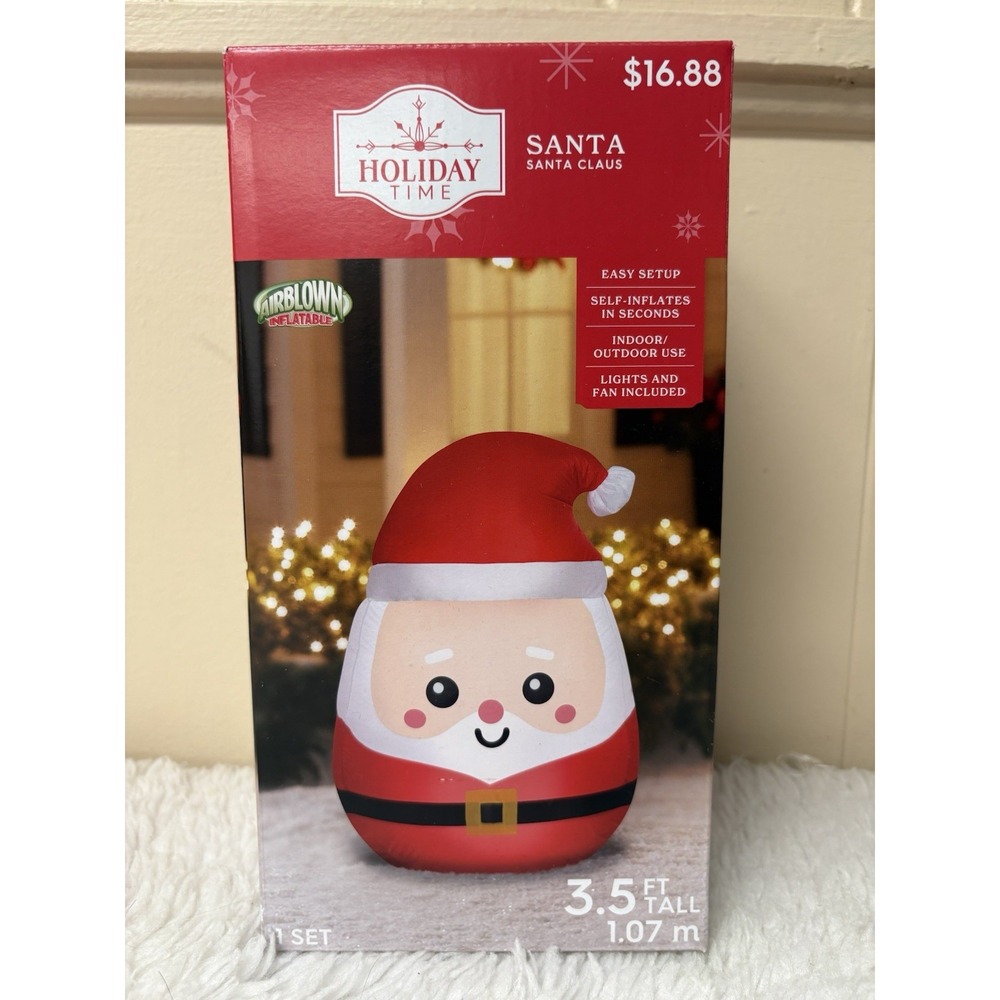 Holiday Time 3.5ft Airblown Inflatable Santa Claus Indoor Outdoor Lighted 883321
